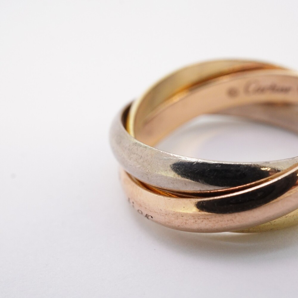 Cartier Trinity Ring, Classic Model, 18K Yellow Gold, White Pink #55, for Men... - Picture 9 of 9